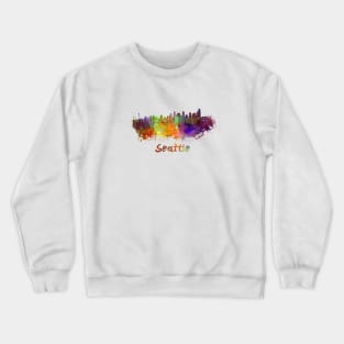 Seattle skyline in watercolor Crewneck Sweatshirt